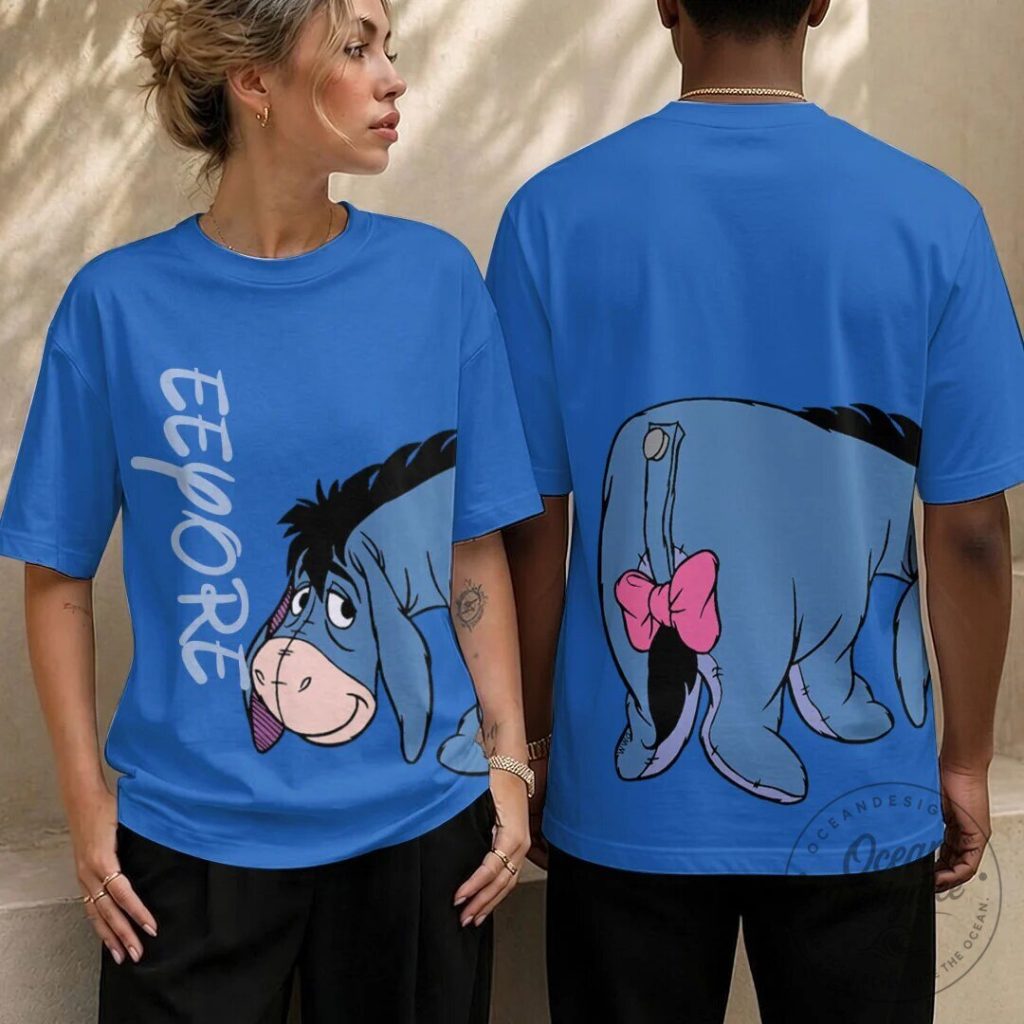 Winnie the Pooh Eeyore Blue Cartoon Character Graphic T-Shirt 20 Winnie the Pooh Eeyore Blue Cartoon Character Graphic T-Shirt