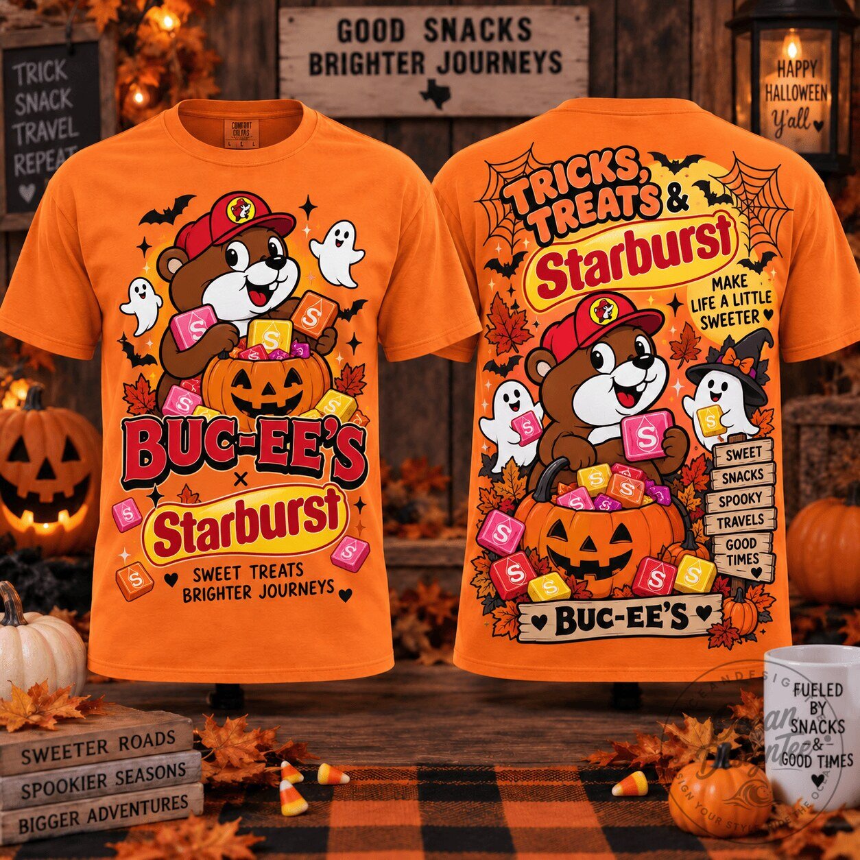 Buc-ee's Halloween Starburst Candy Beaver Mascot T-Shirt