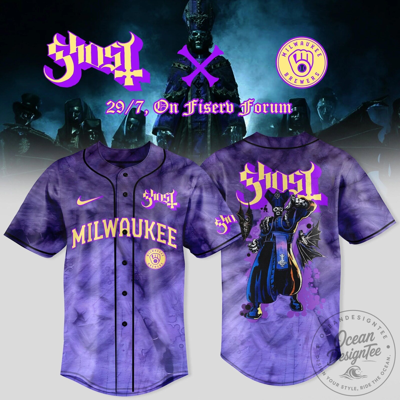 Ghost Band Milwaukee Brewers Baseball Jersey
