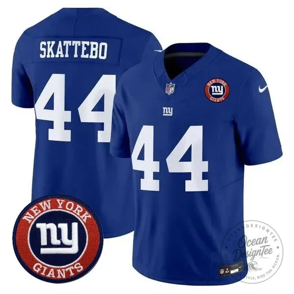 Royal Blue Football Jersey for New York Giants featuring Cameron Skattebo