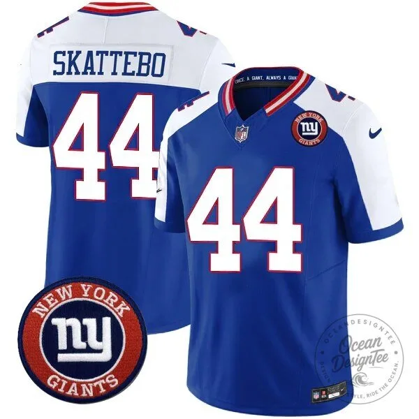 Royal Blue Football Jersey for New York Giants featuring Cameron Skattebo 16 Royal Blue Football Jersey for New York Giants featuring Cameron Skattebo