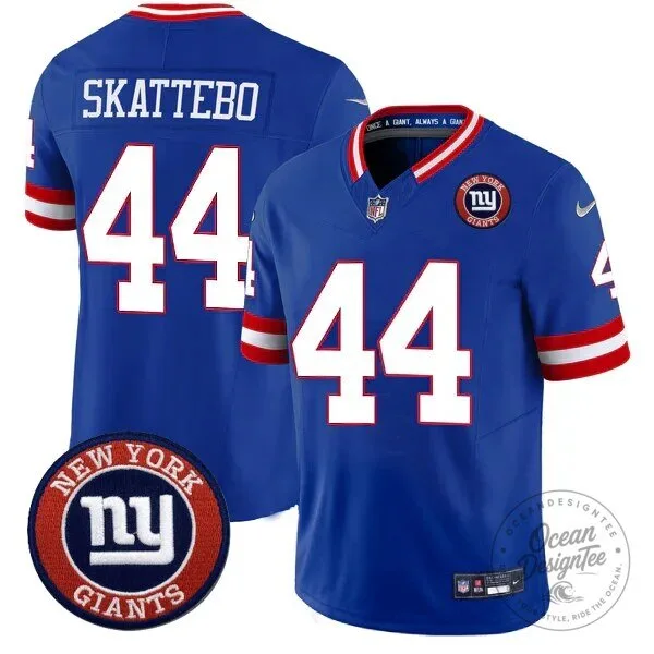 Royal Blue Football Jersey for New York Giants featuring Cameron Skattebo 19 Royal Blue Football Jersey for New York Giants featuring Cameron Skattebo