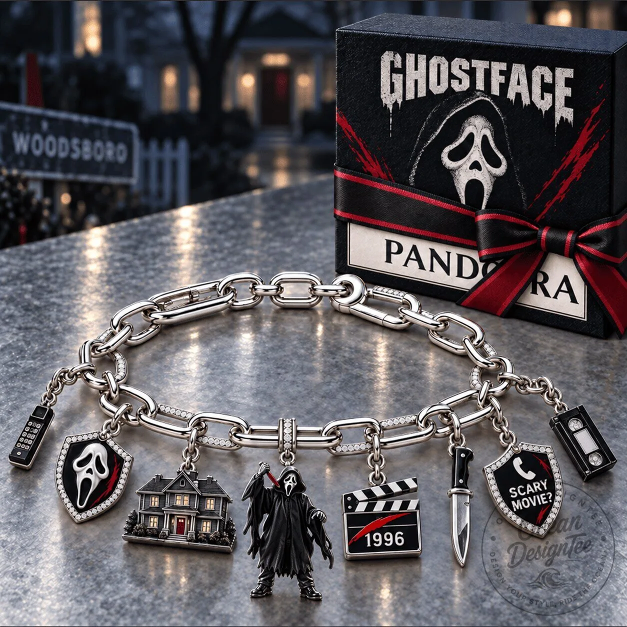 Scream Ghostface Horror Movie Charm Bracelet with Pandora Box