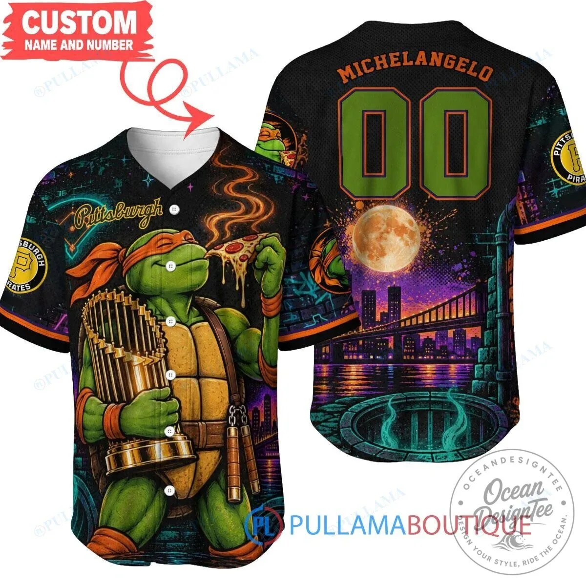 Teenage Mutant Ninja Turtles Michelangelo Pittsburgh Pirates Baseball Jersey