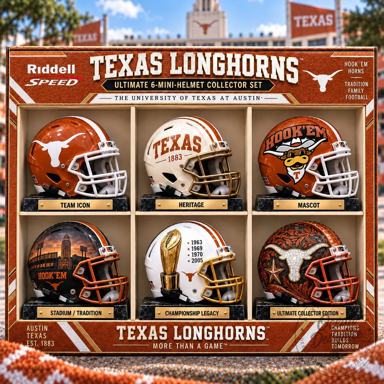 Texas Longhorns Ultimate 6-Mini Helmet Collector Set Football Memorabilia