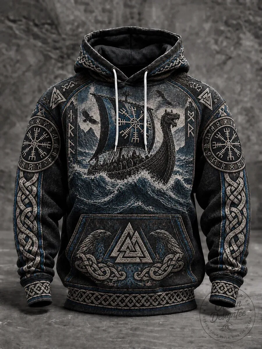 Viking Longship Drakkar Norse Mythology All Over Print Hoodie