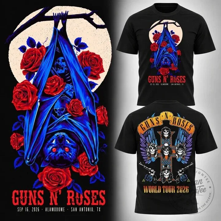 Black Graphic T-Shirt for Guns N' Roses 2026 San Antonio Alamodome Tour