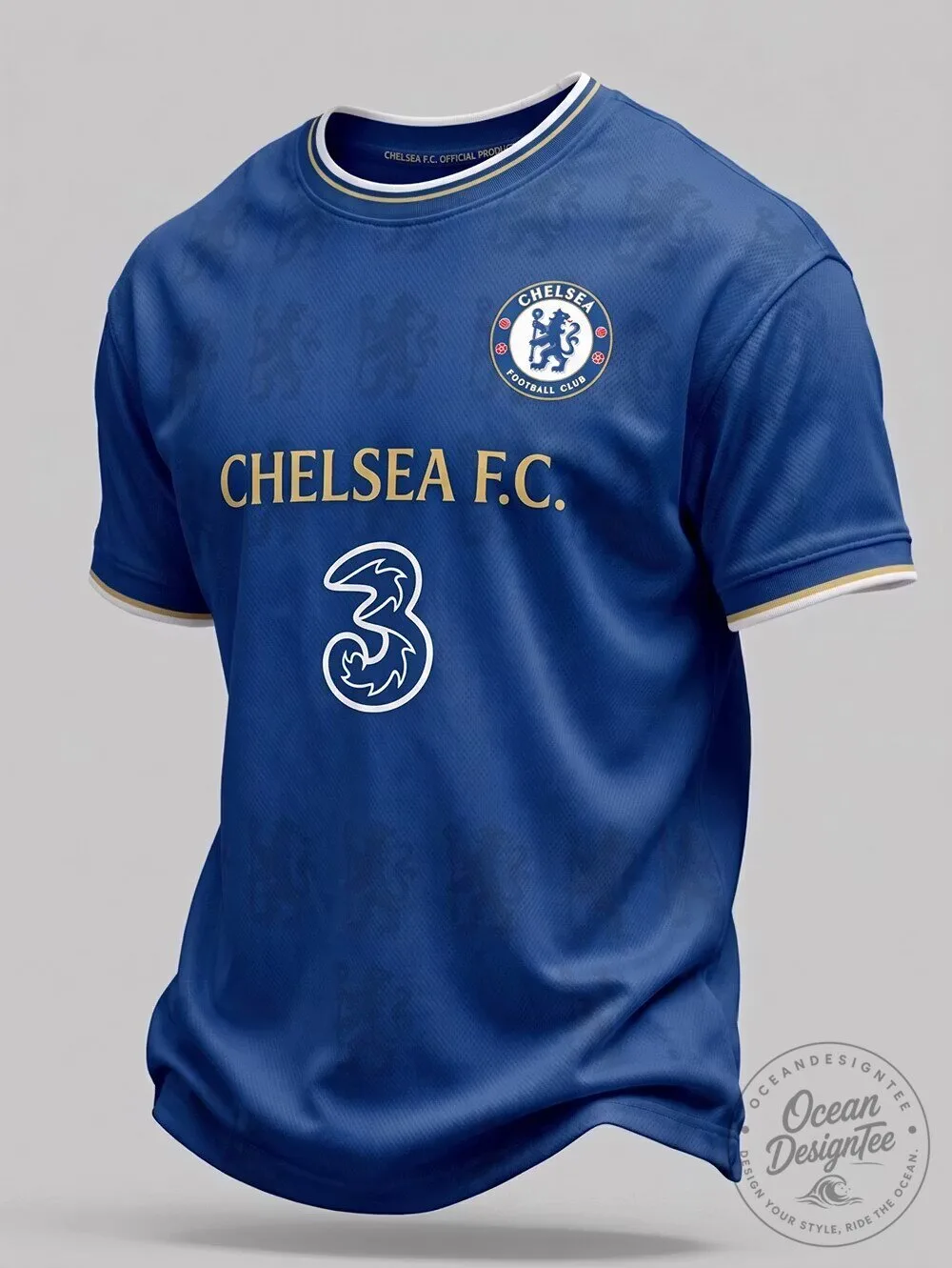 Chelsea Football Club Blue Number 3 Soccer Jersey for Men