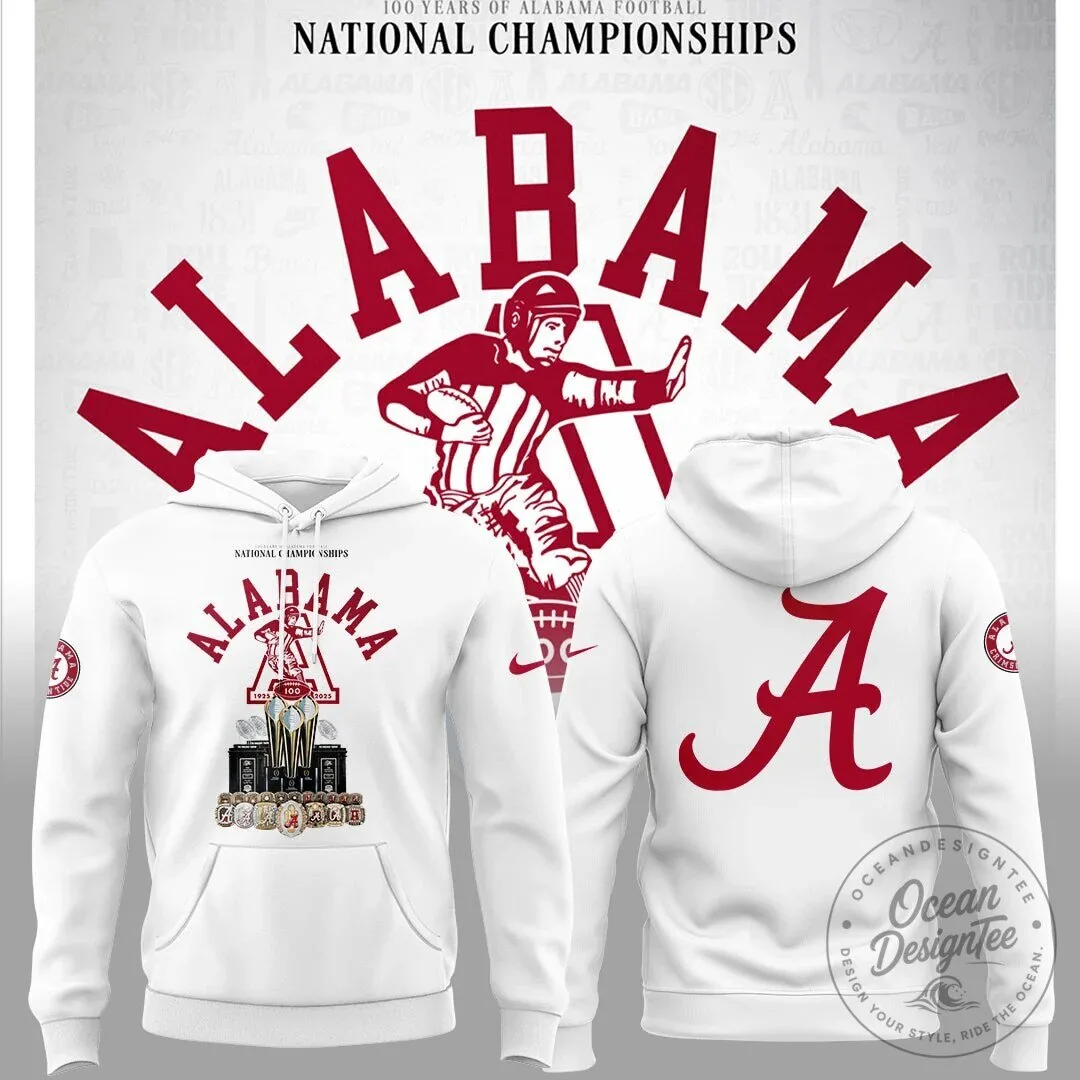 Alabama Hoodie National Championships 100 Years Football Team Fan Apparel