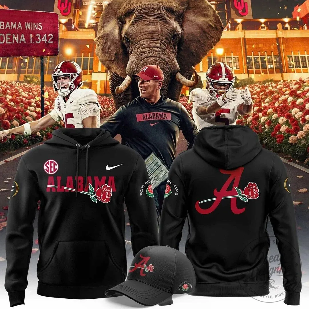 Alabama Crimson Tide Rose Bowl Game Black Hoodie