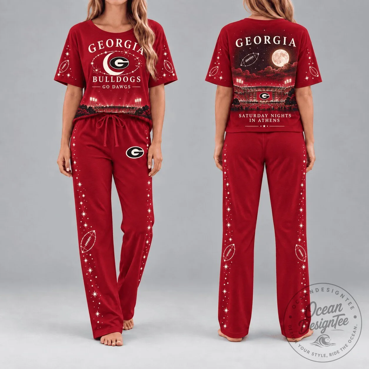 Georgia Bulldogs Pajamas Set for Women - Saturday Nights in Athens Sleepwear