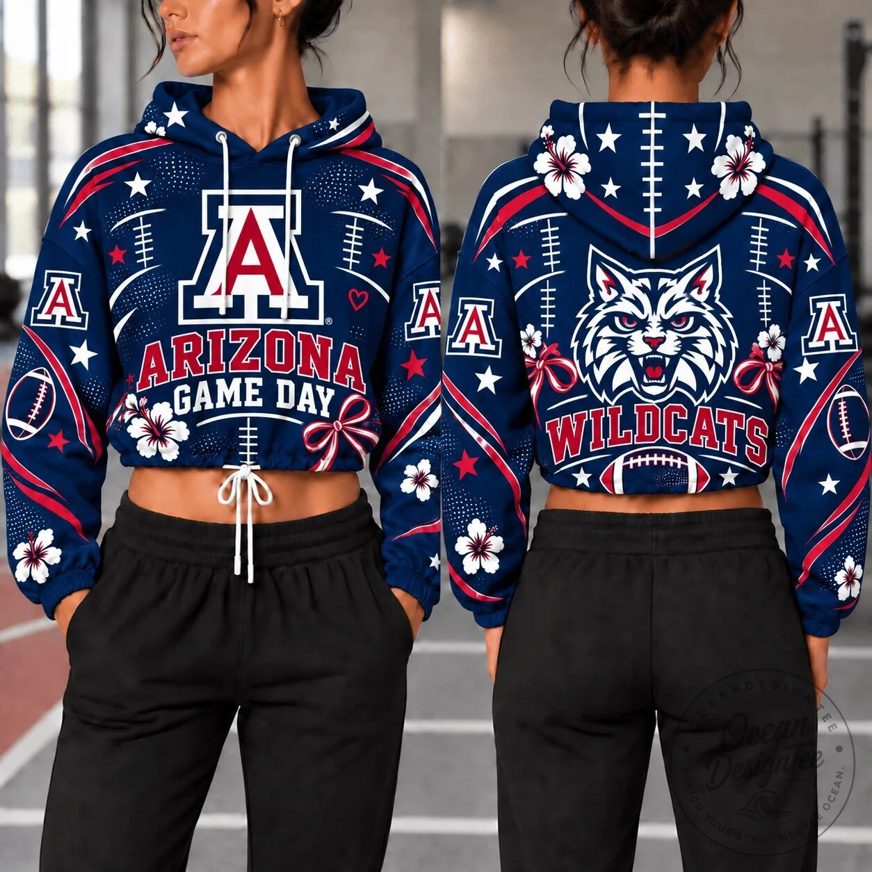 Arizona Wildcats Football Game Day Women's Cropped Hoodie