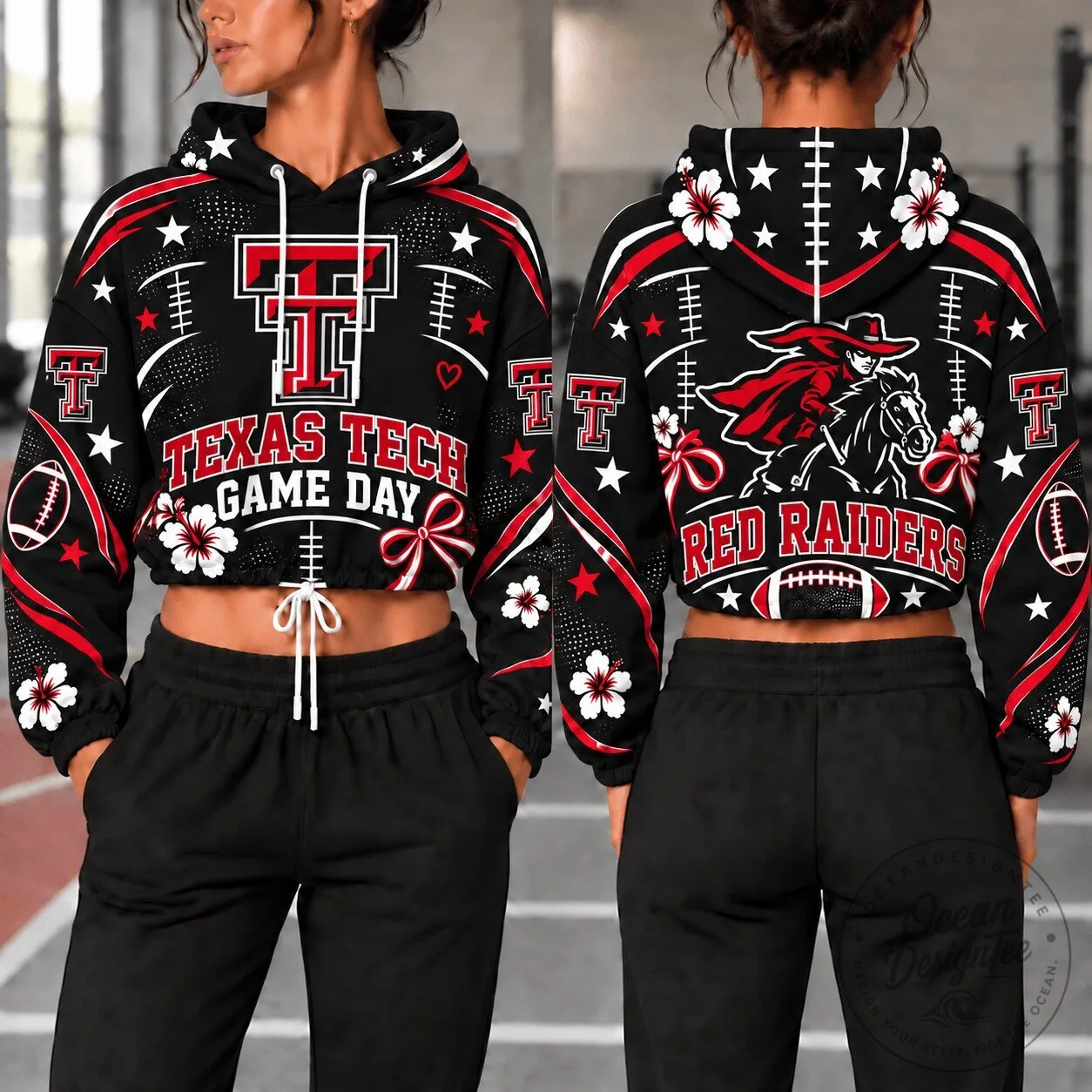Texas Tech Red Raiders Football Team Game Day Cropped Hoodie for Women