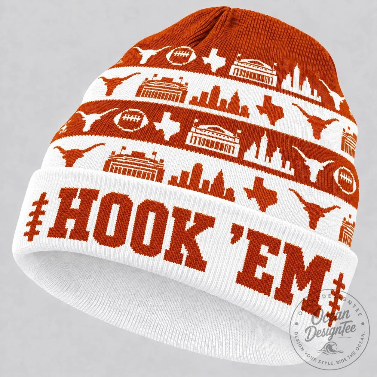 Texas Longhorns Football Hook 'Em College Sports Fan Beanie Hat