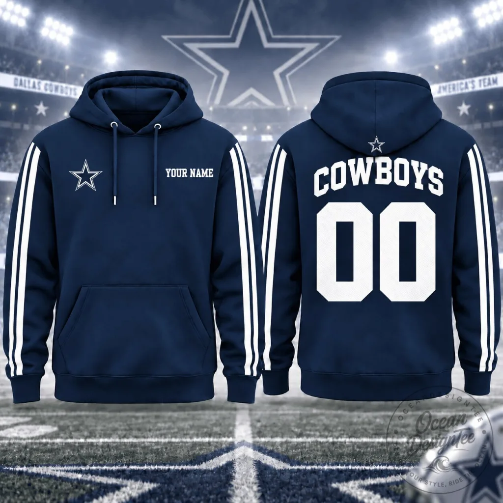 Dallas Cowboys Personalized Name and Number Navy Blue Hoodie Dallas Cowboys Personalized Name and Number Navy Blue Hoodie