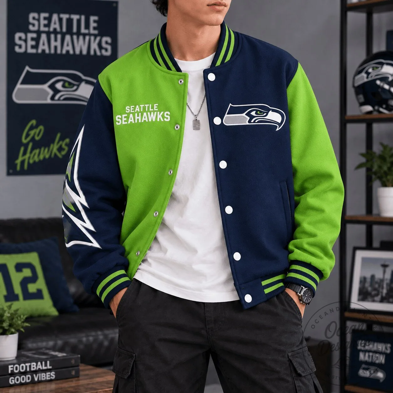 Seattle Seahawks National Football League Team Legacy Game Day Bomber Jacket