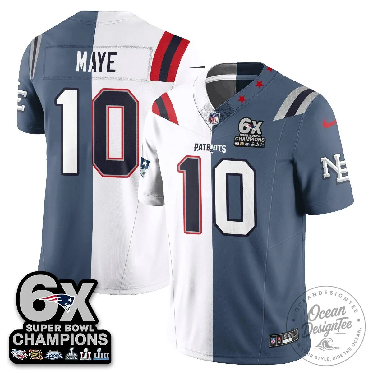 New England Patriots Super Bowl Champions Split Edition Football Jersey