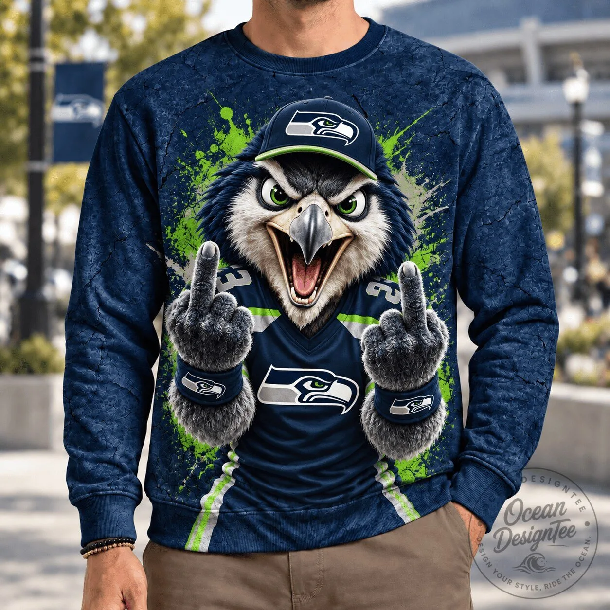 Seattle Seahawks Mascot Middle Finger Funny Football Fan Sweatshirt 1 Seattle Seahawks Mascot Middle Finger Funny Football Fan Sweatshirt