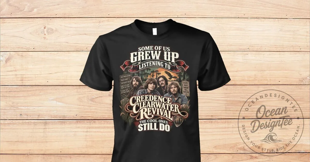Creedence Clearwater Revival Band Music Fan Graphic Black T-Shirt