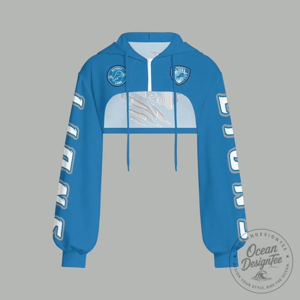 Detroit Lions Women's Cropped Zip-Up Hoodie