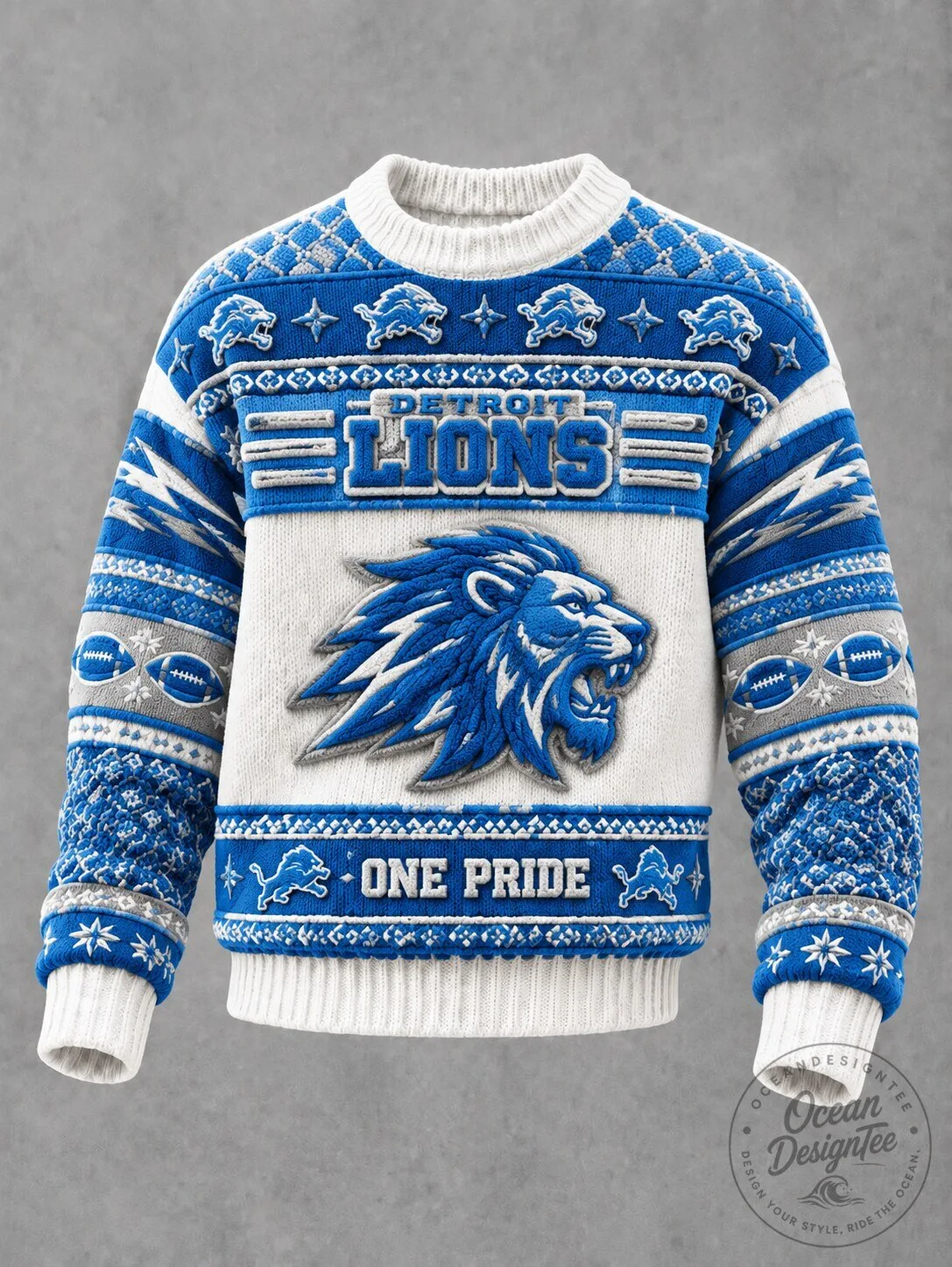 Detroit Lions Football Team Ugly Christmas Sweater Knit Pullover
