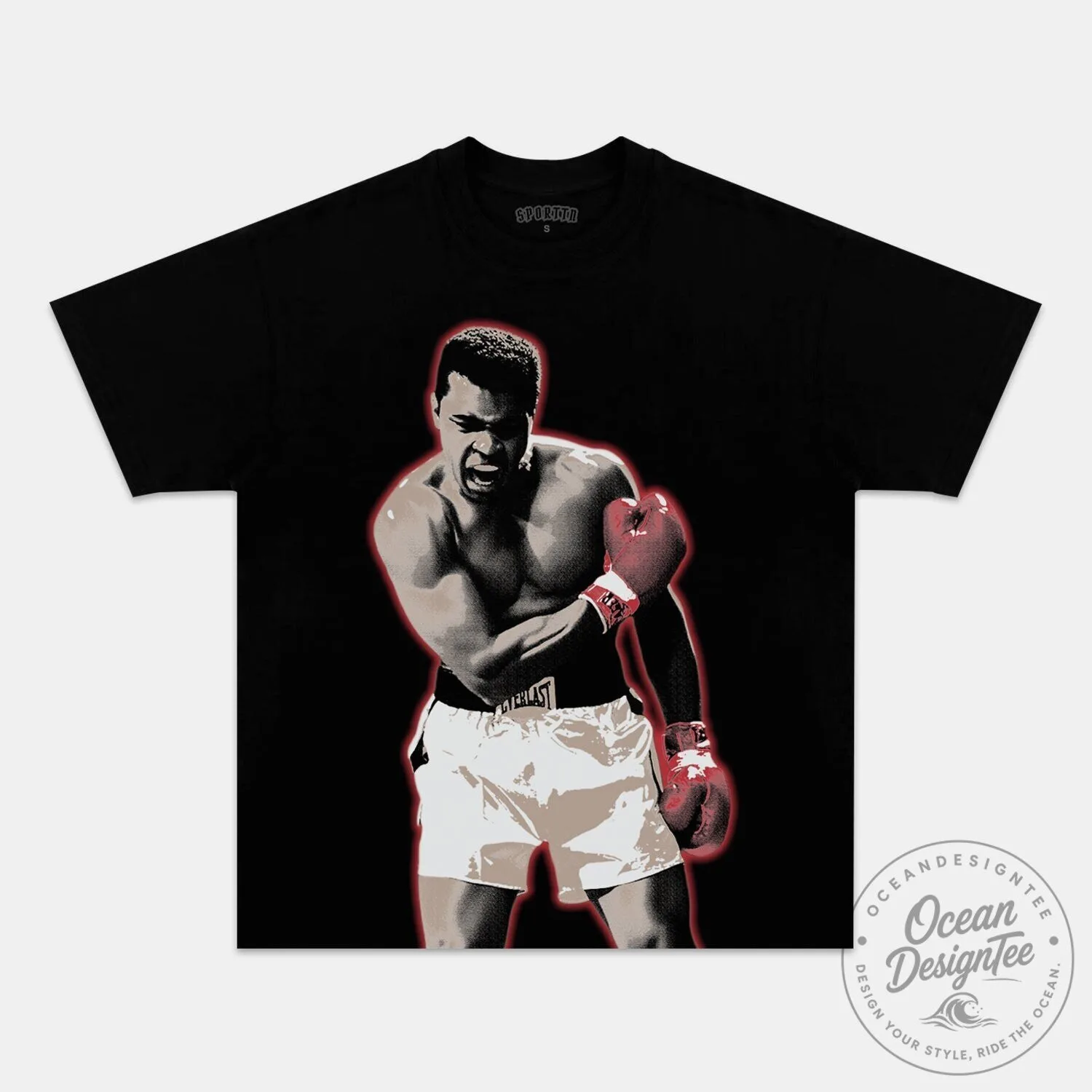 Muhammad Ali Boxing Champion Graphic Black Adult T-Shirt