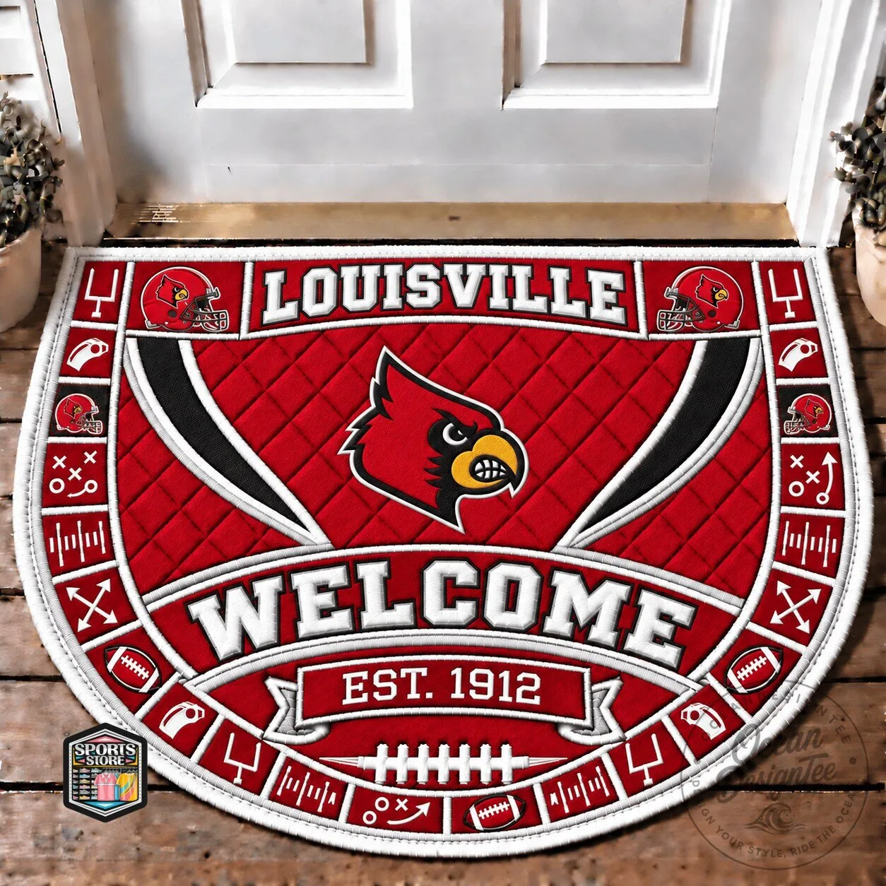 Louisville Cardinals Football Welcome Home Est 1912 Doormat