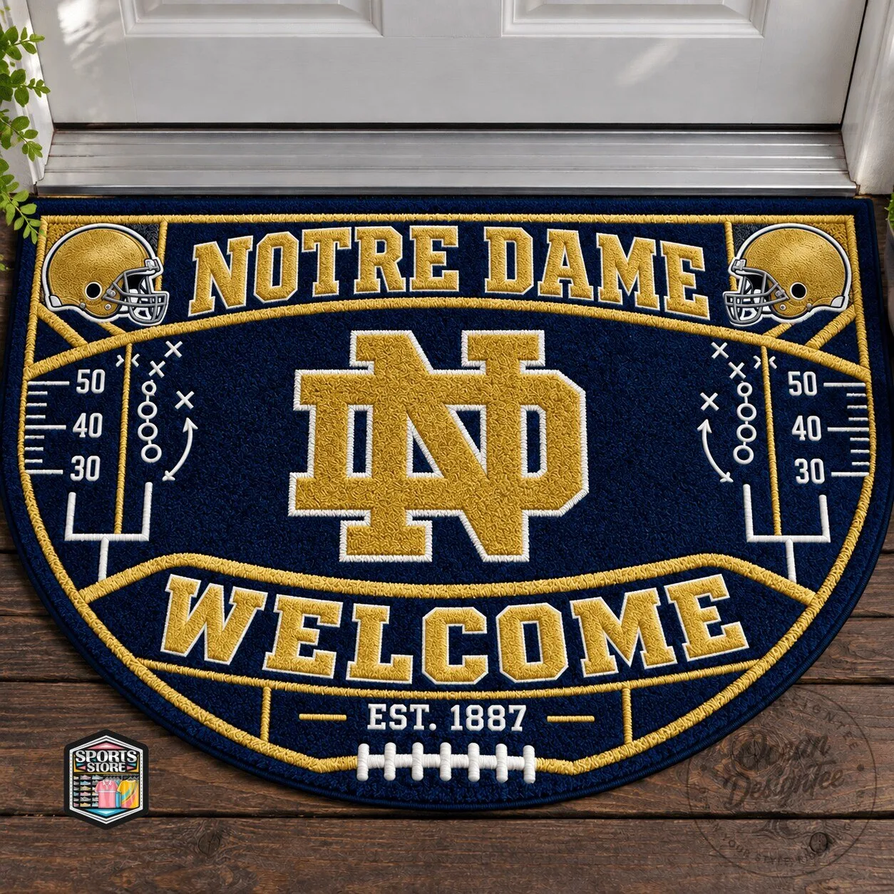 Notre Dame Fighting Irish Football Welcome Home Doormat 2 Notre Dame Fighting Irish Football Welcome Home Doormat