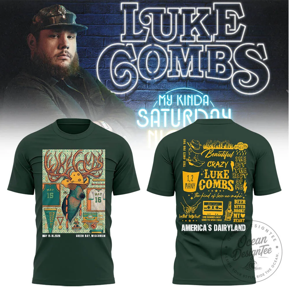 Lambeau Field Concert T-Shirt for Luke Combs My Kinda Saturday Night Fans