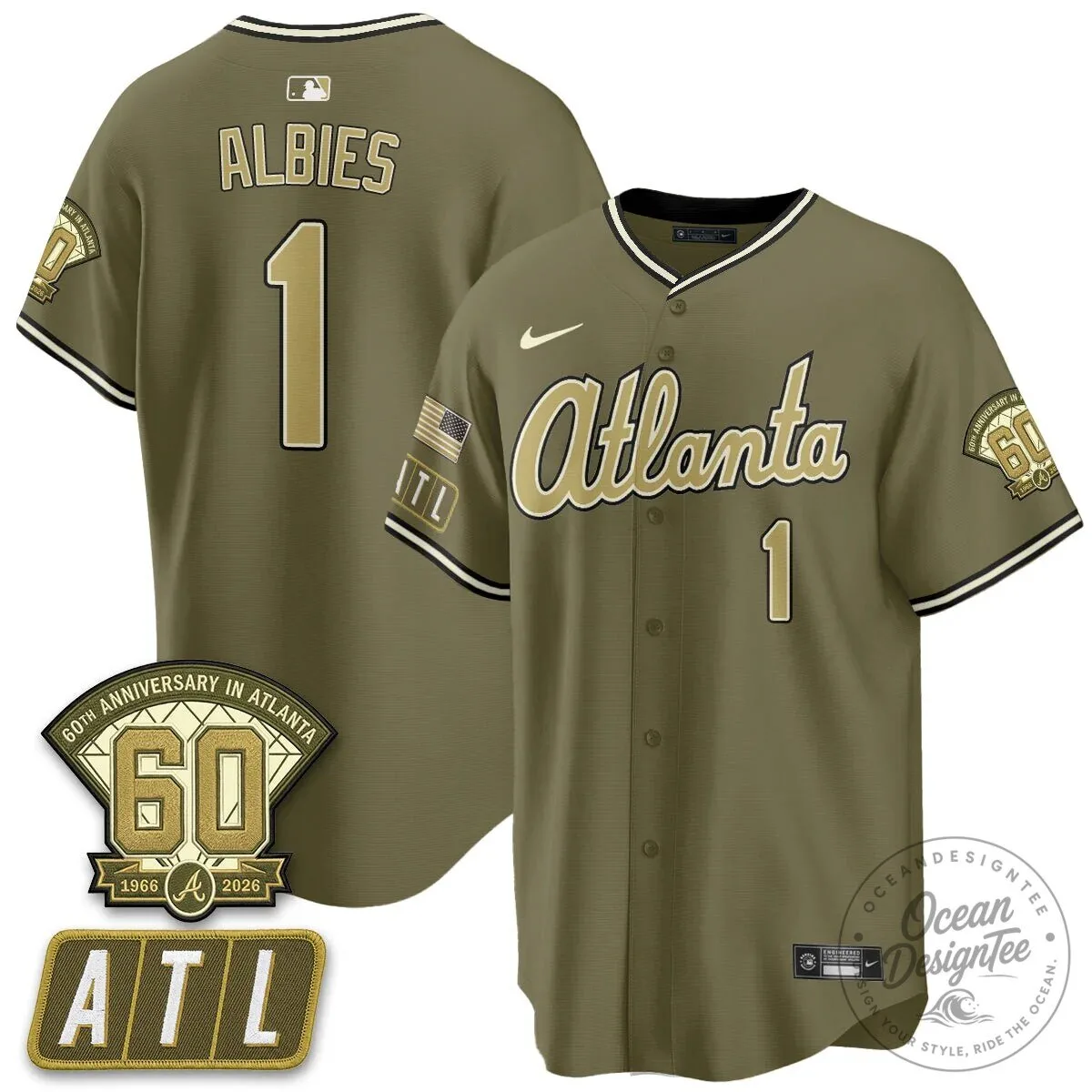 Atlanta Braves Ozzie Albies 2026 Armed Forces Day Baseball Jersey