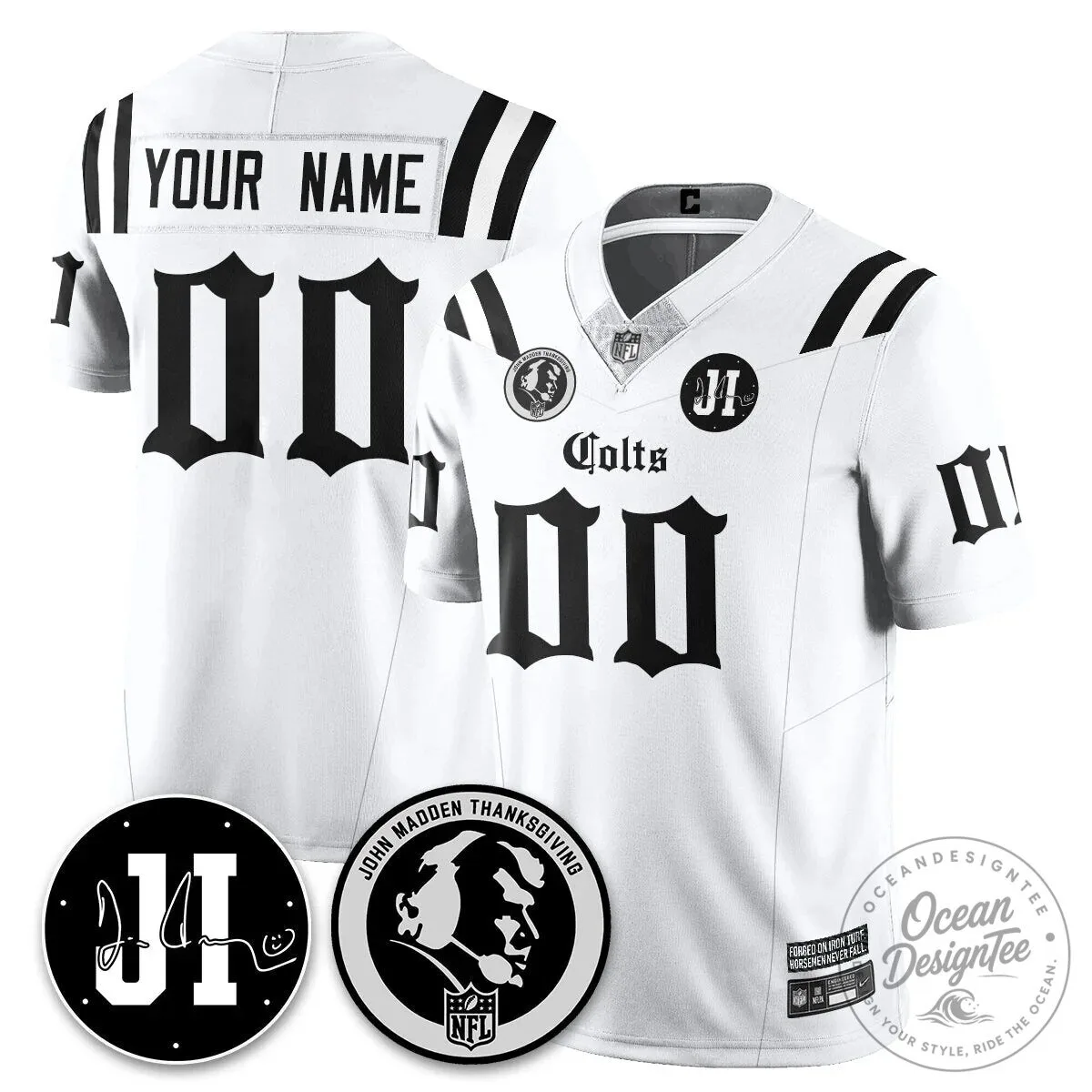 John Madden Thanksgiving Indianapolis Colts Football Jersey 57 John Madden Thanksgiving Indianapolis Colts Football Jersey