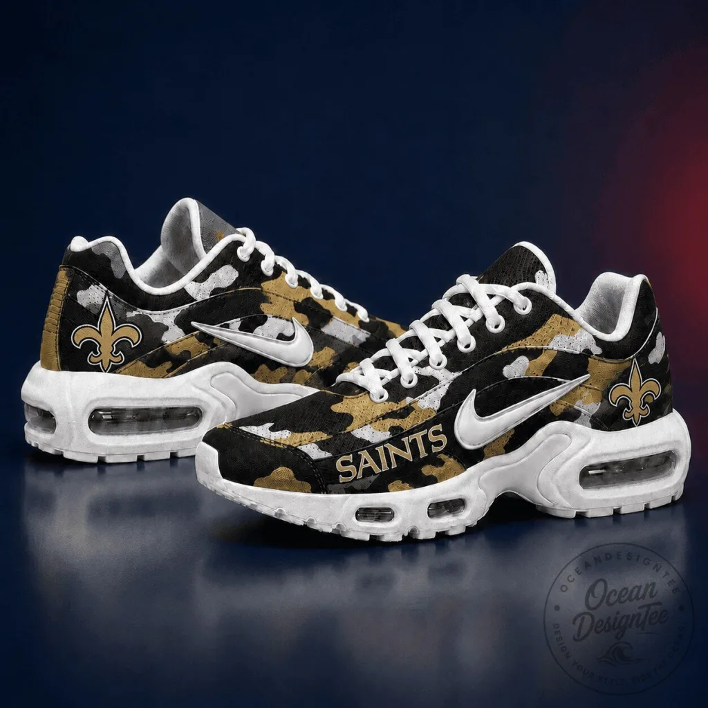 New Orleans Saints Gold Camouflage Pattern Team Logo Sneakers New Orleans Saints Gold Camouflage Pattern Team Logo Sneakers
