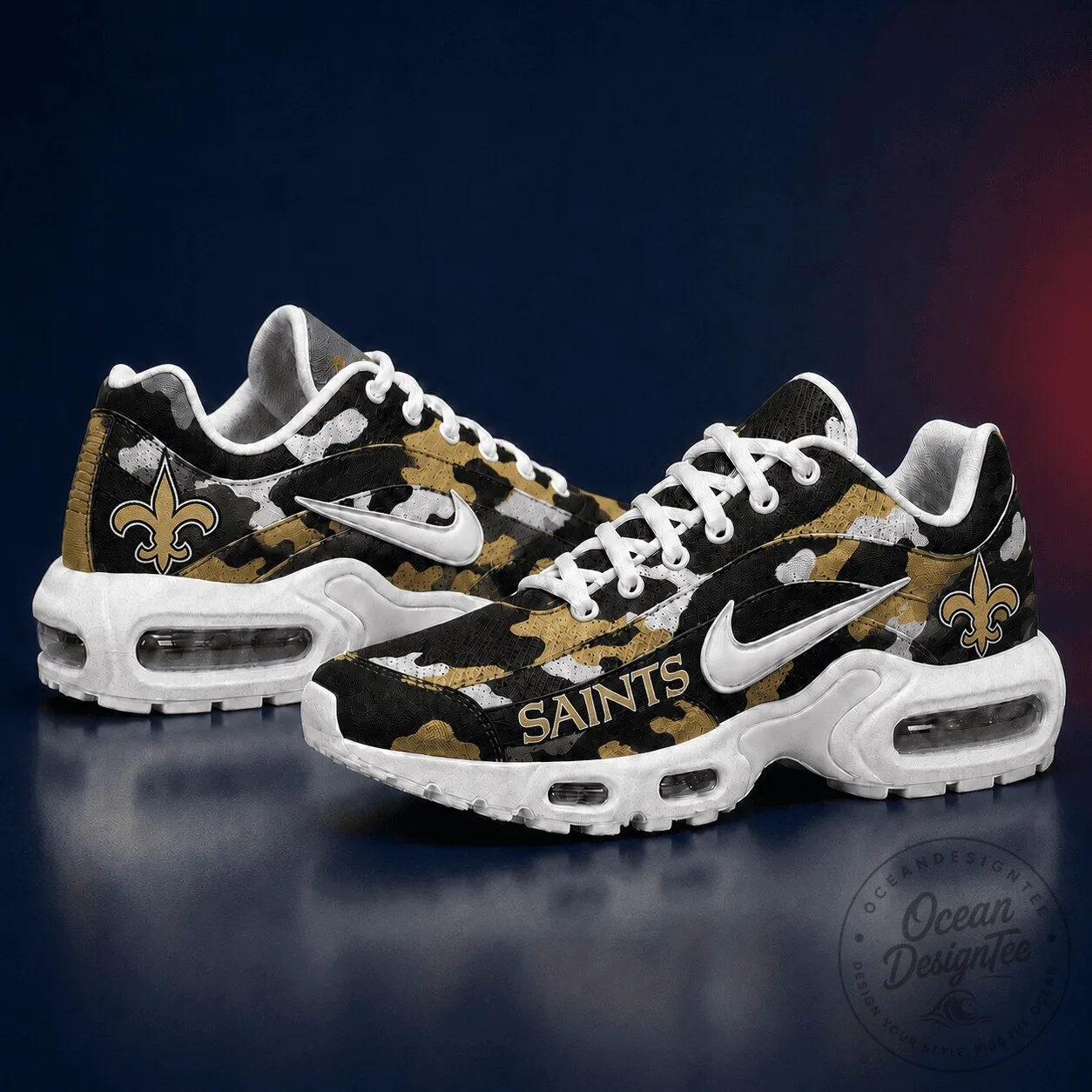 New Orleans Saints Gold Camouflage Pattern Team Logo Sneakers