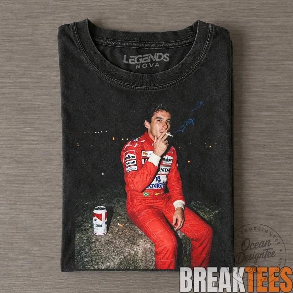 Ayrton Senna Formula One Racing Legend Smoking Vintage Style T-Shirt