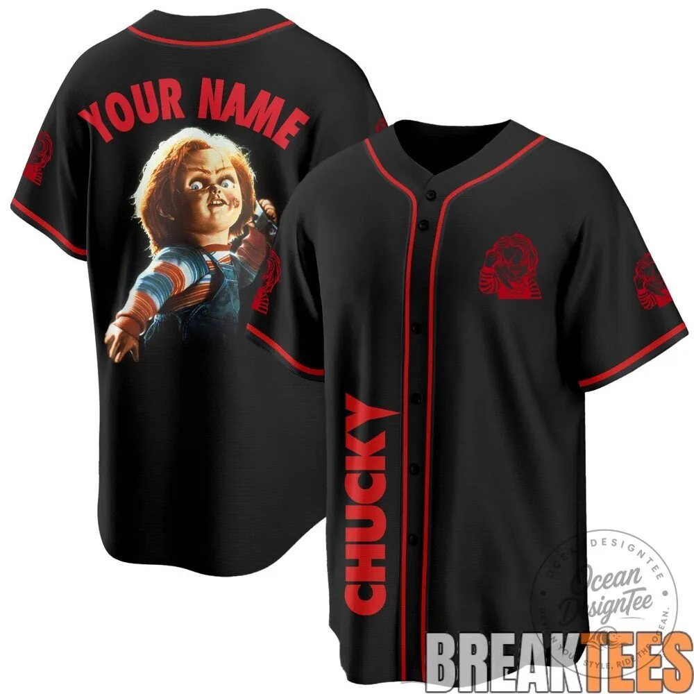 Chucky Killer Doll Horror Movie Black Custom Baseball Jersey