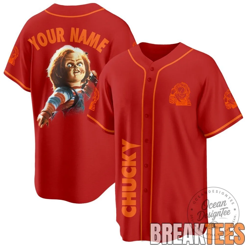 Chucky Killer Doll Horror Movie Black Custom Baseball Jersey 7 Chucky Killer Doll Horror Movie Black Custom Baseball Jersey