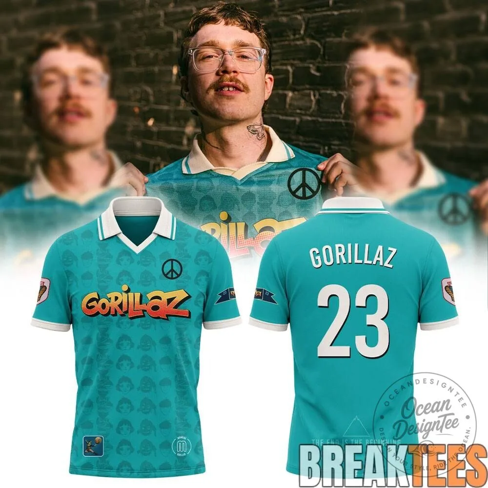 Gorillaz The Mountain Tour 2026 Band Music Graphic Print Polo Shirt