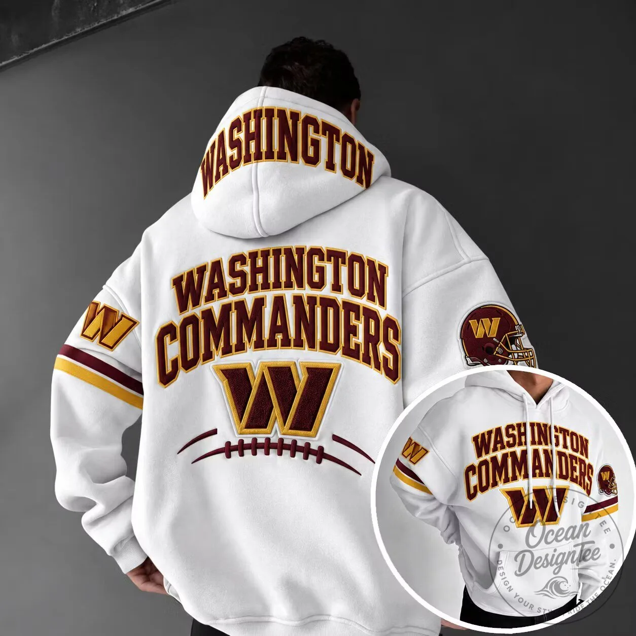White Hoodie featuring the Washington Commanders Football Team Logo