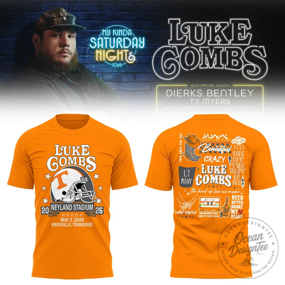 Luke Combs Neyland Stadium 2026 Concert Tour Orange T-Shirt