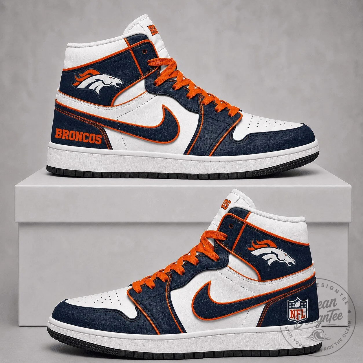 Denver Broncos Team Logo NFL High Top Sneakers