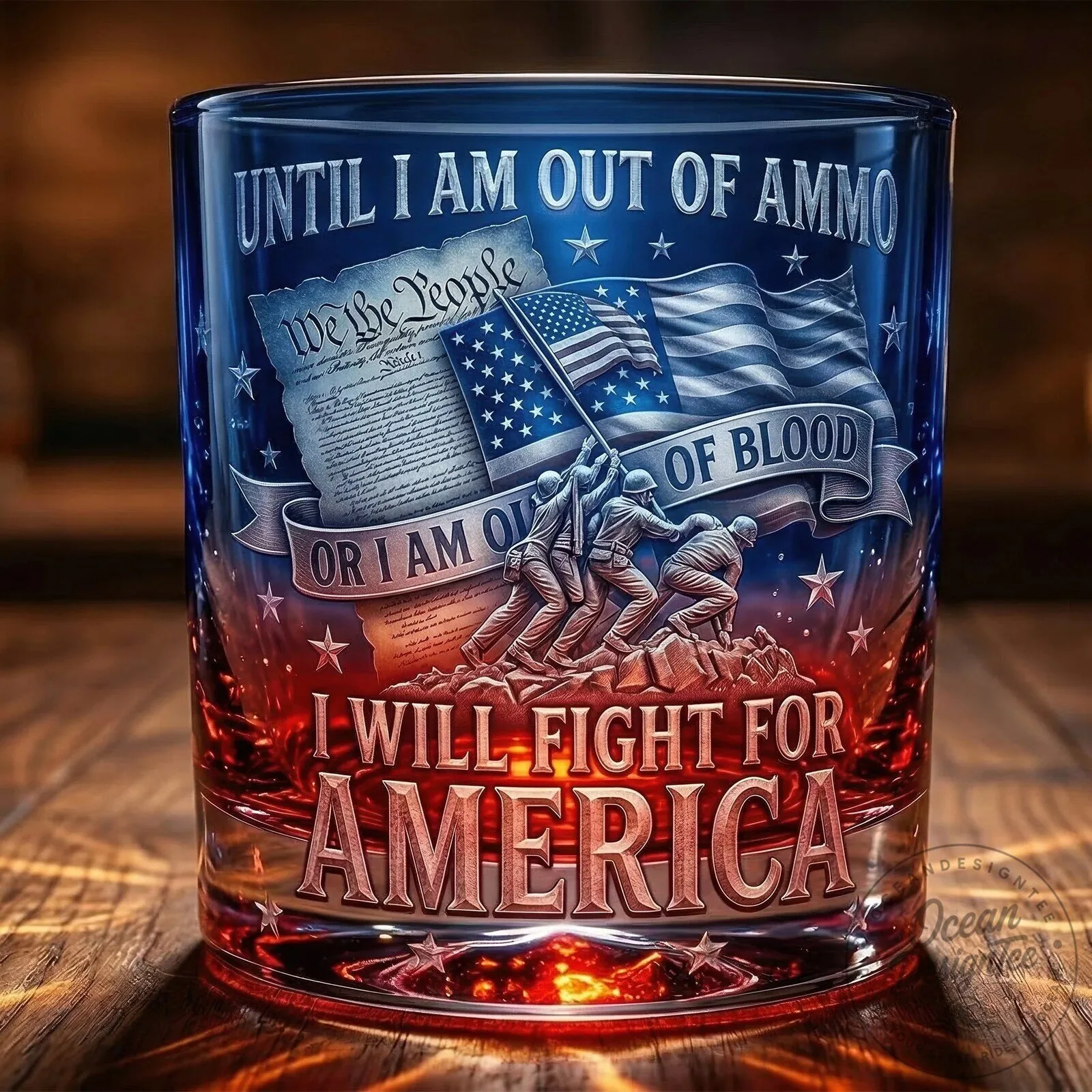 Patriotic American Flag We The People Until I Am Out Of Ammo Drinking Glass