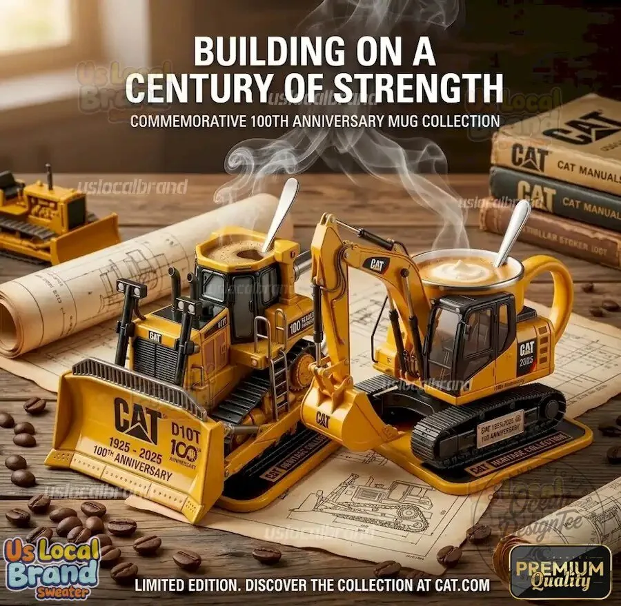 Caterpillar 100th Anniversary Bulldozer Excavator Construction Equipment Mug