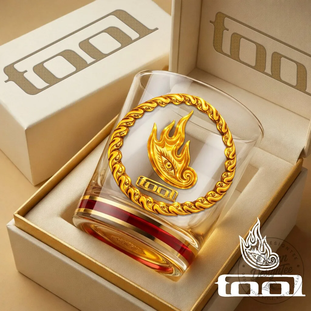 Tool Band Gold Flame Logo Premium Whiskey Glass