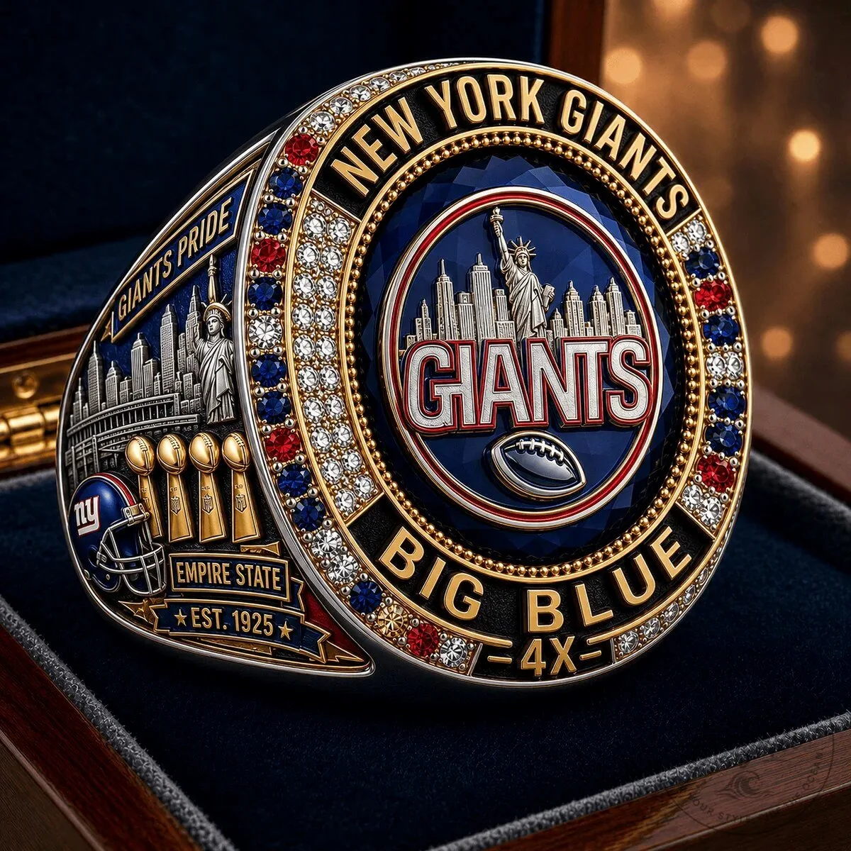 Limited Edition New York Giants Round Engraved Ring