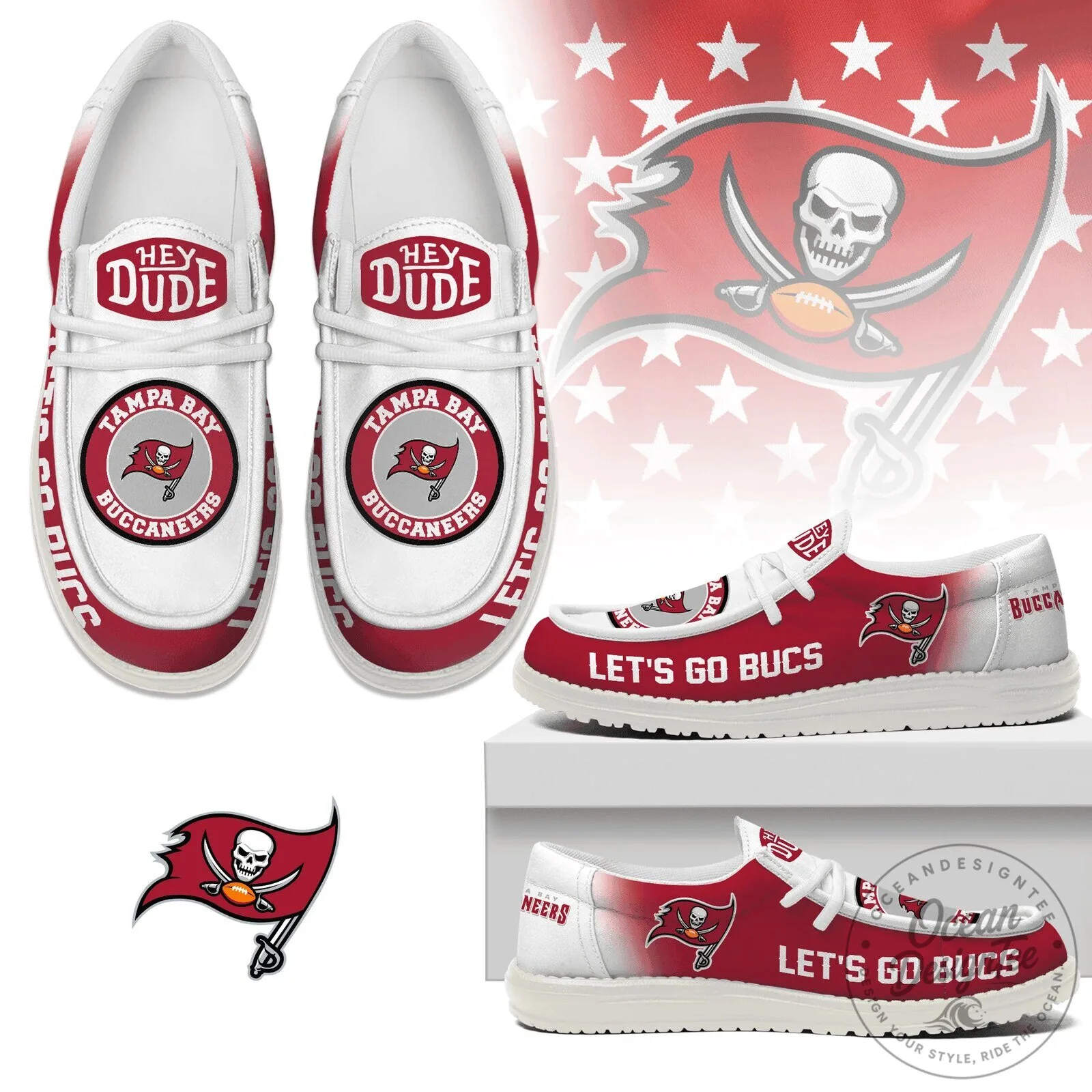 Hey Dude Loafers Featuring Tampa Bay Buccaneers Design
