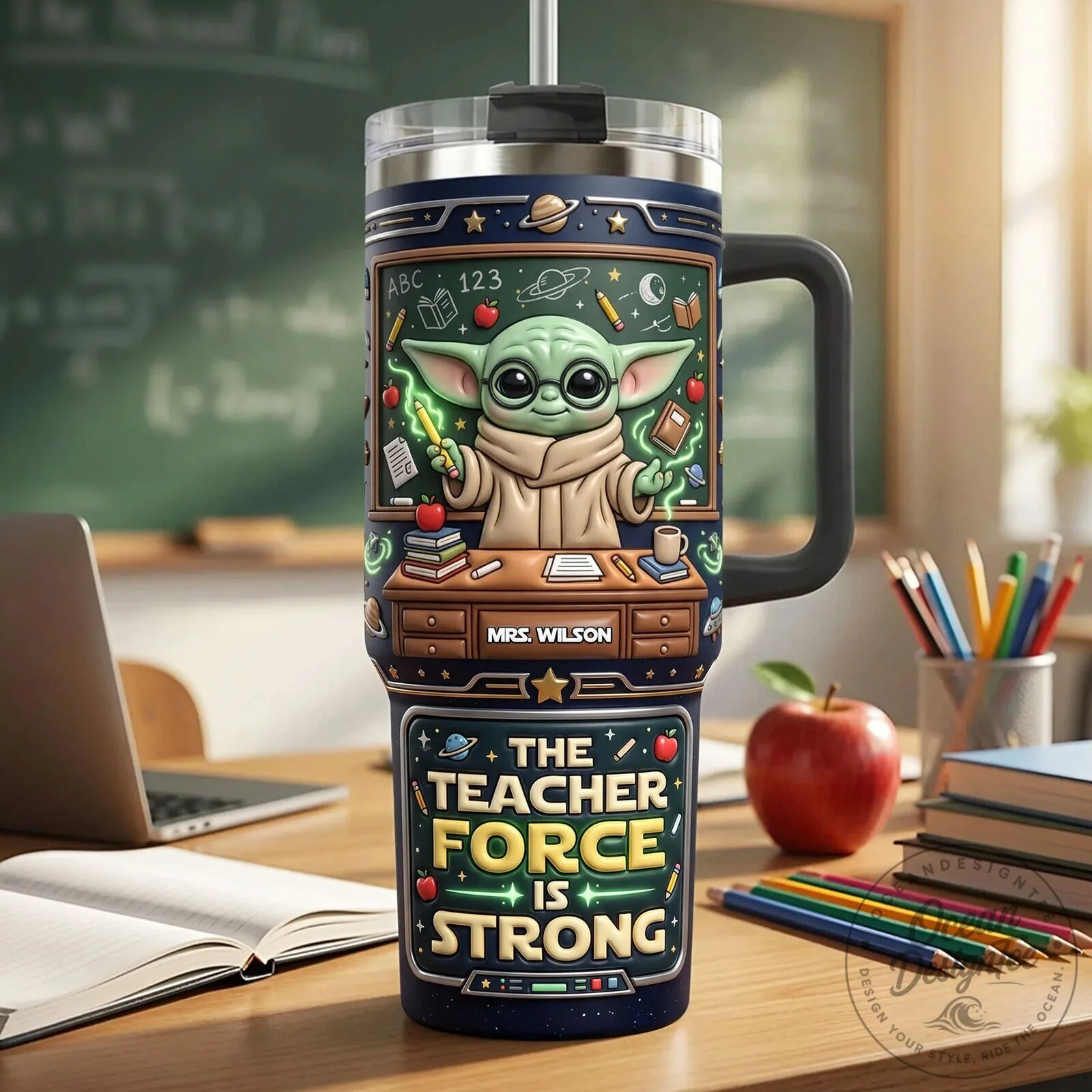 Star Wars Grogu The Teacher Force Is Strong Personalized Tumbler With Handle