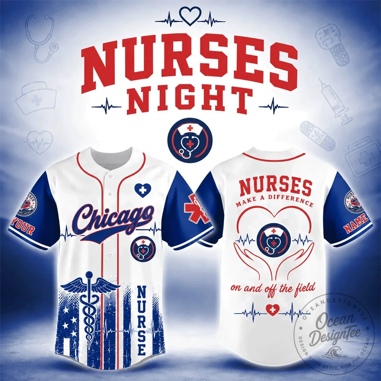 Chicago Nurses Night Make A Difference On And Off The Field Baseball Jersey 3 Chicago Nurses Night Make A Difference On And Off The Field Baseball Jersey