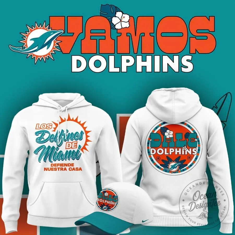 Miami Dolphins Hispanic Heritage Vamos Dolphins White Hoodie