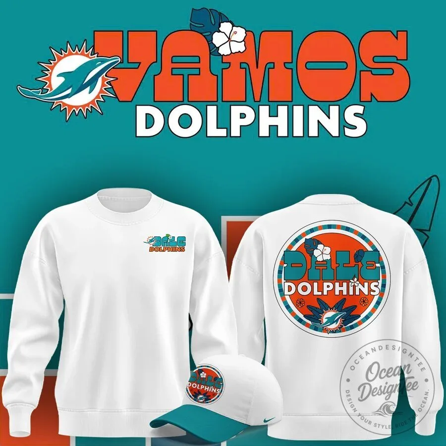 Miami Dolphins Vamos Dolphins Hispanic Heritage Crewneck Sweatshirt