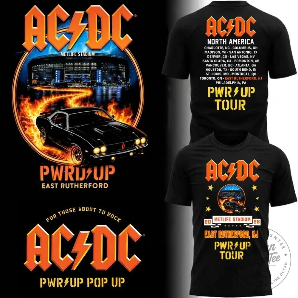 AC/DC Power Up Tour 2026 MetLife Stadium Concert Black T-Shirt